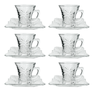 JOGO DE XÍCARA DE VIDRO E PIRES EM RELEVO 125ML 12 PÇS