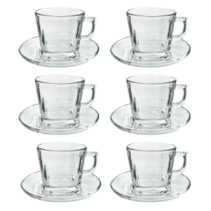 JOGO DE XÍCARA DE VIDRO E PIRES EM RELEVO 125ML 12 PÇS