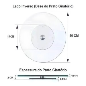 PRATO GIRATÓRIO 360° DE VIDRO 30CM PARA BOLOS - CA12527