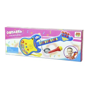 GUITARRA INFANTIL MUSICAL COM LUZ E MICROFONE DE PLASTICO - DMT5379-AZ