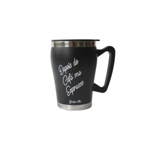 CANECA COM FRASE E TAMPA DE INOX ISOTERMICA 320 ML - GDR0295-PT