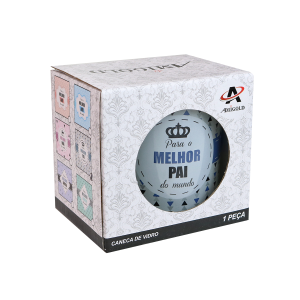 CANECA DE VIDRO TRANSPARENTE COM FRASE 380ML - 3108