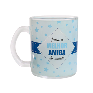CANECA DE VIDRO TRANSPARENTE COM FRASE 380ML - 3109-A