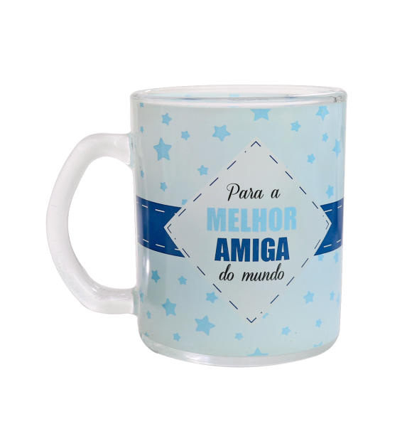 CANECA DE VIDRO TRANSPARENTE COM FRASE 380ML - 3109-A