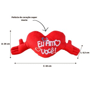 ALMOFADA EM FORMATO DE CORAÇÃO DE POLIESTER  - 44CM - 31300643-B
