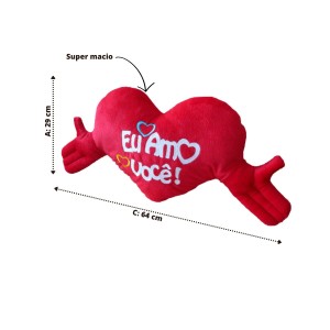 ALMOFADA EM FORMATO DE CORAÇÃO DE POLIESTER 64CM - 31300025-A
