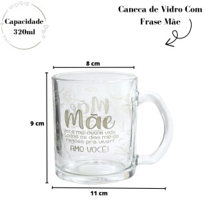 CANECA DE VIDRO COM FRASES MAE SORTIDAS NA CAIXA - FBA06005-B