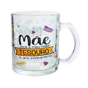 CANECA DE VIDRO COM FRASES MAE SORTIDAS - FBA06005-A