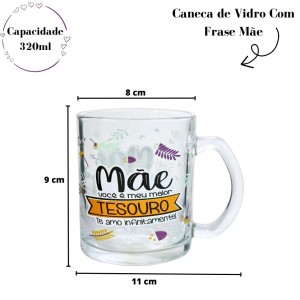 CANECA DE VIDRO COM FRASES MAE SORTIDAS - FBA06005-A