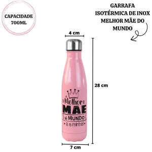 GARRAFA ISOTERMICA DE INOX MELHOR MÃE DO MUNDO 700ML - FBA06015-RS