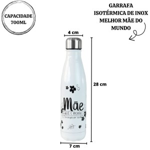 GARRAFA ISOTERMICA DE INOX MÃE VOCÊ É INCRIVEL 700ML - FBA06015-BR-A