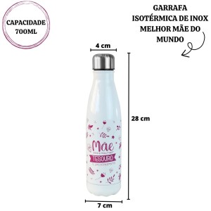 GARRAFA ISOTERMICA DE INOX MÃE MEU MAIOR TESOURO 700ML - FBA06015-BR-B