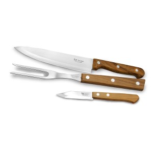 KIT DE CHURRASCO DE INOX E CABO DE MADEIRA COM 3 PÇS - 5965