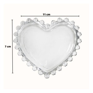 CENTRO DE MESA DE VIDRO DETALHES NA BORDA FORMATO CORAÇÃO 6 PEÇAS - 3554