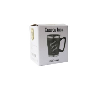 CANECA COM FRASE E TAMPA DE INOX ISOTERMICA 320 ML - GDR0295-PT