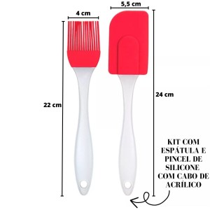 KIT COM ESPATULA E PINCEL DE SILICONE PARA COZINHA 2 PÇS - WF0630-VM