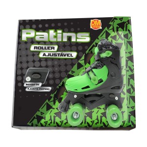 PATINS ROLLER VERDE DE PLÁSTICO AJUSTÁVEL NUMERAÇÃO DO 37 AO 40 - DMR5854G