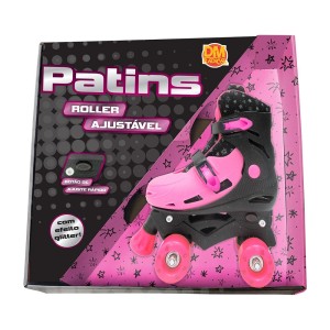 PATINS ROLLER PINK COM GLITER DE PLÁSTICO AJUSTÁVEL NUMERAÇÃO DO 33 AO 36 - DMR5852M