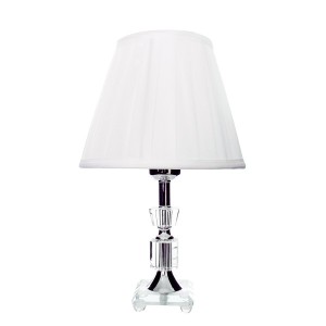 ABAJUR DE CRISTAL COM CUPULA DRAPEADA BRANCA BIVOLT 35CM - 133A