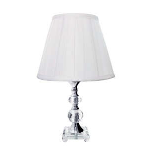 ABAJUR DE CRISTAL COM CUPULA DRAPEADA BRANCA 35CM - 181