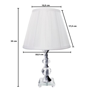 ABAJUR DE CRISTAL COM CUPULA DRAPEADA BRANCA 35CM - 181