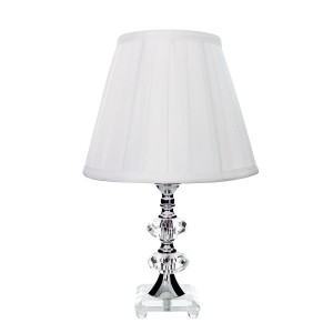 ABAJUR DE CRISTAL COM CUPULA DRAPEADA BRANCA 35CM - 183
