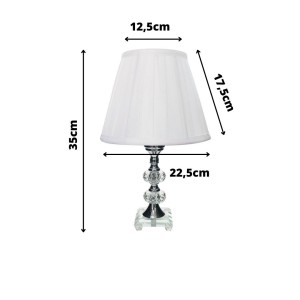ABAJUR DE CRISTAL COM CUPULA DRAPEADA BIVOLT BRANCA 35CM - 184