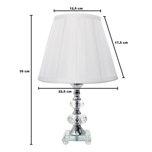 ABAJUR DE CRISTAL COM CUPULA DRAPEADA BRANCA 35CM - 202