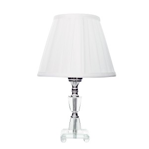 ABAJUR DE CRISTAL COM CUPULA DRAPEADA BRANCA BIVOLT 35CM - 112