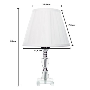 ABAJUR DE CRISTAL COM CUPULA DRAPEADA BRANCA BIVOLT 35CM - 112