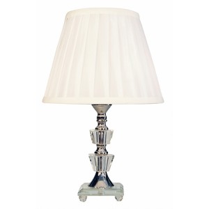 ABAJUR DE CRISTAL COM CUPULA DRAPEADA BRANCA BIVOLT 35CM - 180