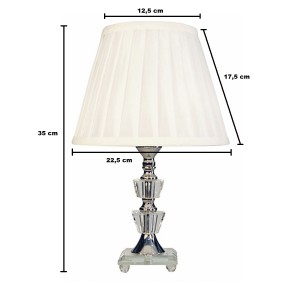 ABAJUR DE CRISTAL COM CUPULA DRAPEADA BRANCA BIVOLT 35CM - 180