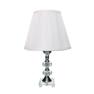 ABAJUR DE CRISTAL COM CUPULA DRAPEADA BRANCA BIVOLT 36CM - 208