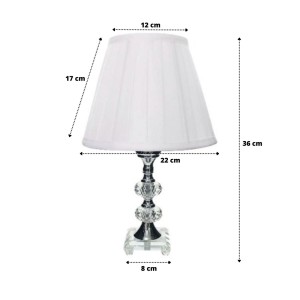 ABAJUR DE CRISTAL COM CUPULA DRAPEADA BRANCA BIVOLT 36CM - 208