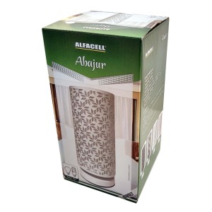 ABAJUR COM BASE CROMADA EM PLÁSTICO E CUPULA EM LINHO 15X36CM BIVOLT - AL55013-BR