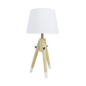 ABAJUR TRIPÉ DE MADEIRA COM CÚPULA EM TECIDO E ESTRUTURA DE METAL  48CM BIVOLT- 2346-BR