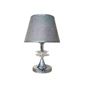 ABAJUR COM BASE CROMADA EM PLÁSTICO E CUPULA EM LINHO 15X36CM BIVOLT - AL55013-CZ