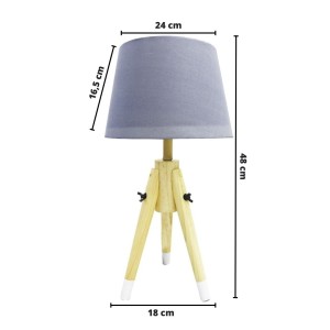 ABAJUR TRIPÉ DE MADEIRA COM CÚPULA EM TECIDO E ESTRUTURA DE METAL  48CM BIVOLT- 2346-CZ