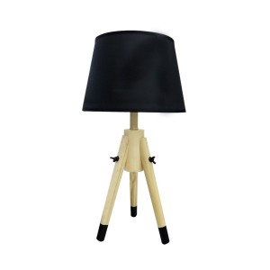 ABAJUR TRIPÉ DE MADEIRA COM CÚPULA EM TECIDO E ESTRUTURA DE METAL  48CM BIVOLT- 2346-PT