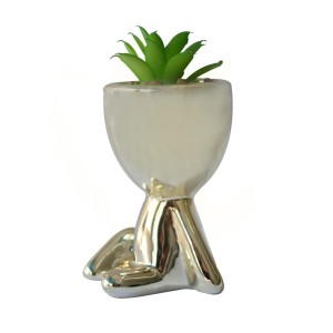 VASO DECORATIVO COM SUCULENTA ARTIFICIAL 7X9X11.5CM - MG5119-DOU