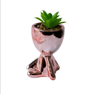 VASO DECORATIVO COM SUCULENTA ARTIFICIAL 7X9X11.5CM - MG5119-GR