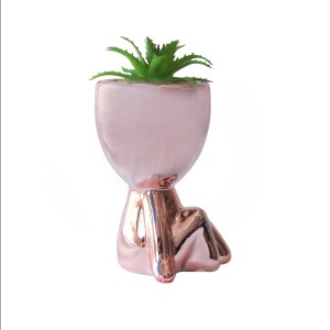 VASO DECORATIVO COM SUCULENTA ARTIFICIAL 7X9X11.5CM - MG5117-GR