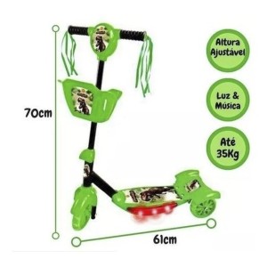 PATINETE 03 RODAS DE METAL MUSICAL DINOSSAURO DESMONTÁVEL 35KG - DMR5620