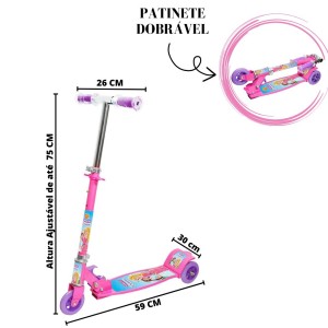 PATINETE INFANTIL 3 RODAS SONHO DE PRINCESA  ATÉ 50KG - DMR5667-RS