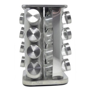 PORTA TEMPERO GIRATÓRIO DE METAL CANTOS ARREDONDADOS 16 PEÇAS - MG2830