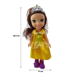 BONECA DE PLÁSTICO 26,5CM COM VESTIDO AMARELO - JB671-1