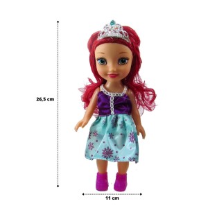 BONECA DE PLÁSTICO 26,5CM COM VESTIDO TIFFANY E ROXO - JB671-5