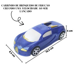 CARRINHO DE FRICÇÃO DE PLÁSTICO 19,5 X8,5CM - LP8800-AZUL