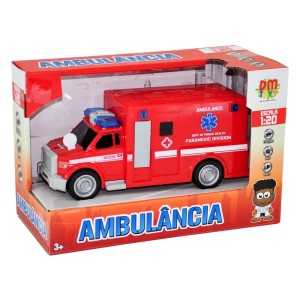CARRO FRICÇÃO AMBULÂNCIA COM LUZ E SOM- DMT6164-VM