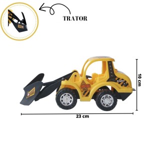 TRATOR TERRAPLANAGEM DE FRICCAO DE PLÁSTICO AMARELO 10CM X 23CM - LP0014-A